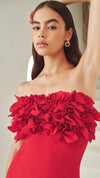 Lila Fitted Midi Dress in Red CU