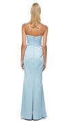 Stephanie Cowl Satin Gown in Sky BACK
