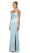 Stephanie Cowl Satin Gown in Sky SIDE
