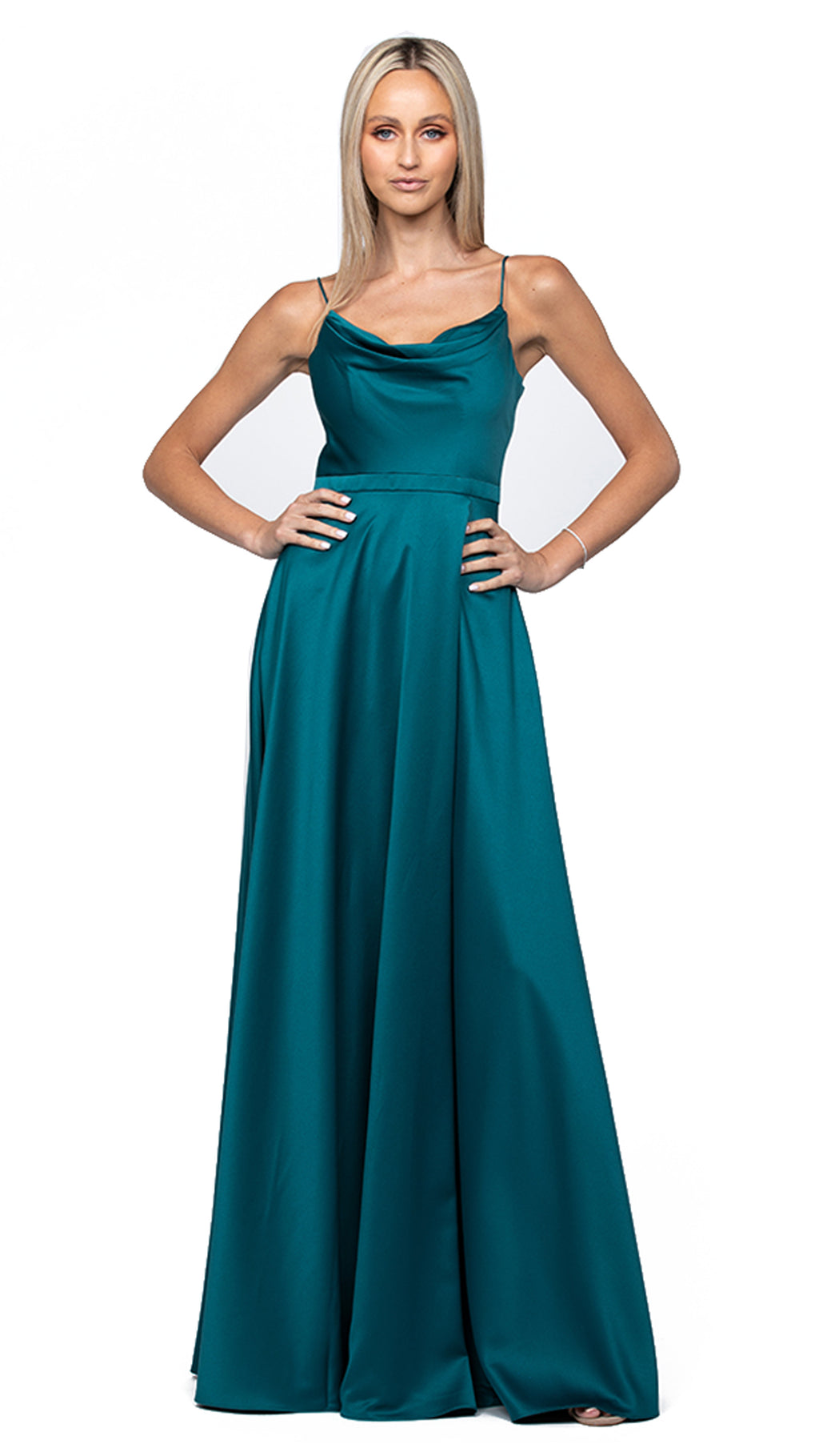 Diamond Cowl Gown in Emerald
