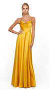 Diamond Cowl Gown in Mustard