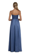 Diamond Cowl Gown in Petrol Blue - BACK