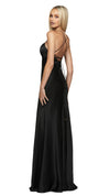 Augusta Sheer Panelled Gown in Black with Strappy Back