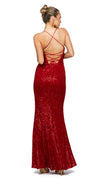 Kimberly Strappy Sequin Gown in Red BACK