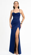Keiri Halter Corset Gown in Navy
