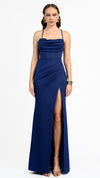 Keiri Halter Corset Gown in Navy FRONT