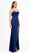 Keiri Halter Corset Gown in Navy SIDE