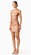 Rhian Fitted Mini Dress in Rust SIDE