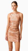 Rhian Fitted Mini Dress in Rust FRONT CU