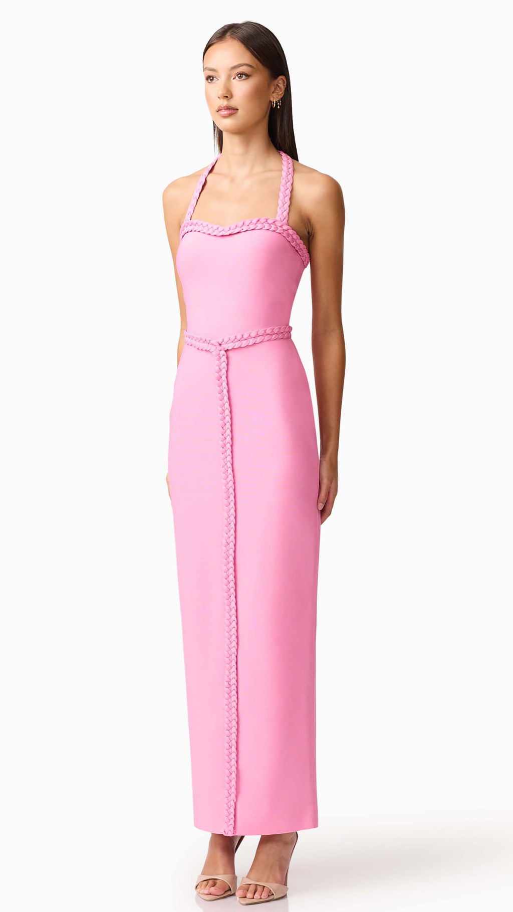 Coralene Halter Gown in Peony Pink SIDE