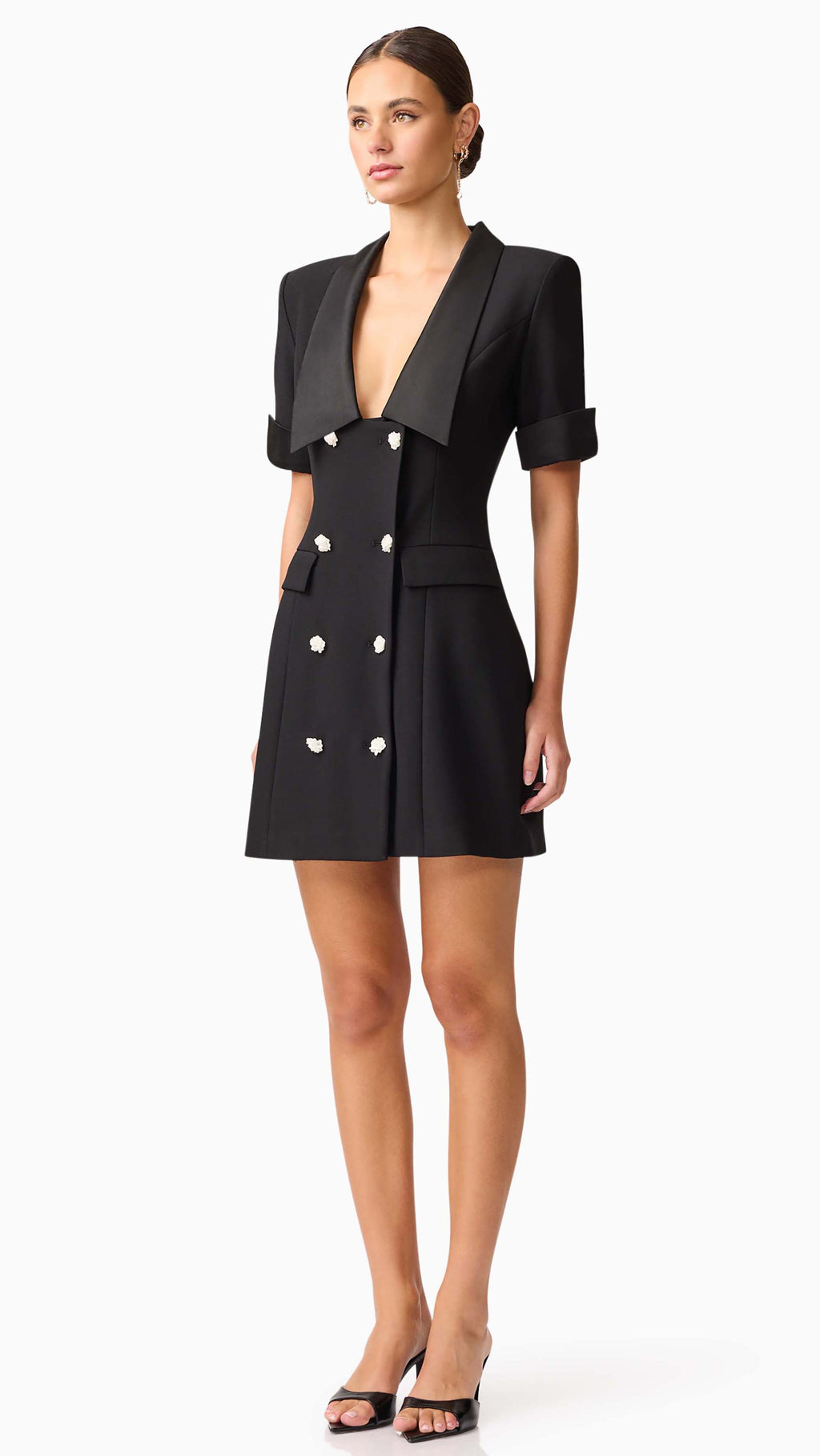 Ruby Short Sleeve Blazer Dress in Black SIDE