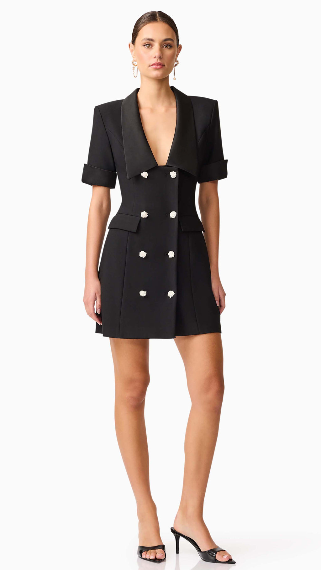 Ruby Short Sleeve Blazer Dress in Black