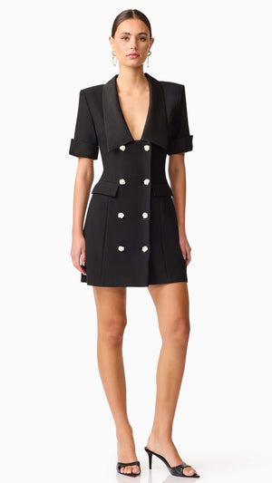 Ruby Short Sleeve Blazer Dress in Black