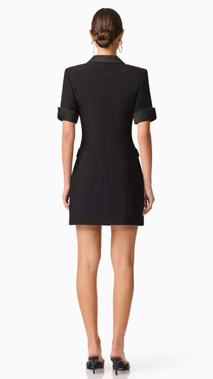 Ruby Short Sleeve Blazer Dress in Black BACK