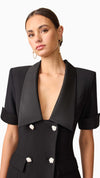 Ruby Short Sleeve Blazer Dress in Black FRONT CU