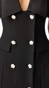 Ruby Short Sleeve Blazer Dress in Black BUTTONS CU