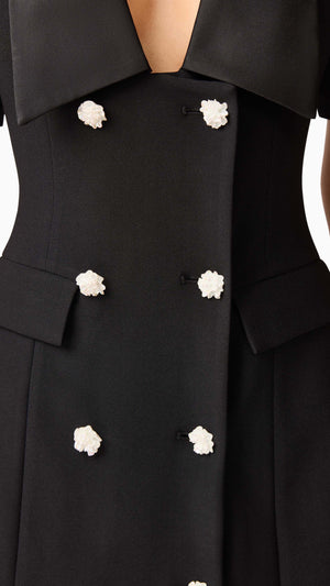 Ruby Short Sleeve Blazer Dress in Black BUTTONS CU