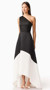 Sorrel One Shoulder Gown in Black White SIDE