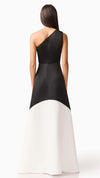 Sorrel One Shoulder Gown in Black White BACK