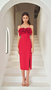 Lila Fitted Midi Dress in Red CAMPAIGN