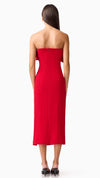 Lila Fitted Midi Dress in Red BACK