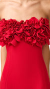 Lila Fitted Midi Dress in Red CU