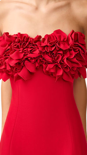Lila Fitted Midi Dress in Red CU