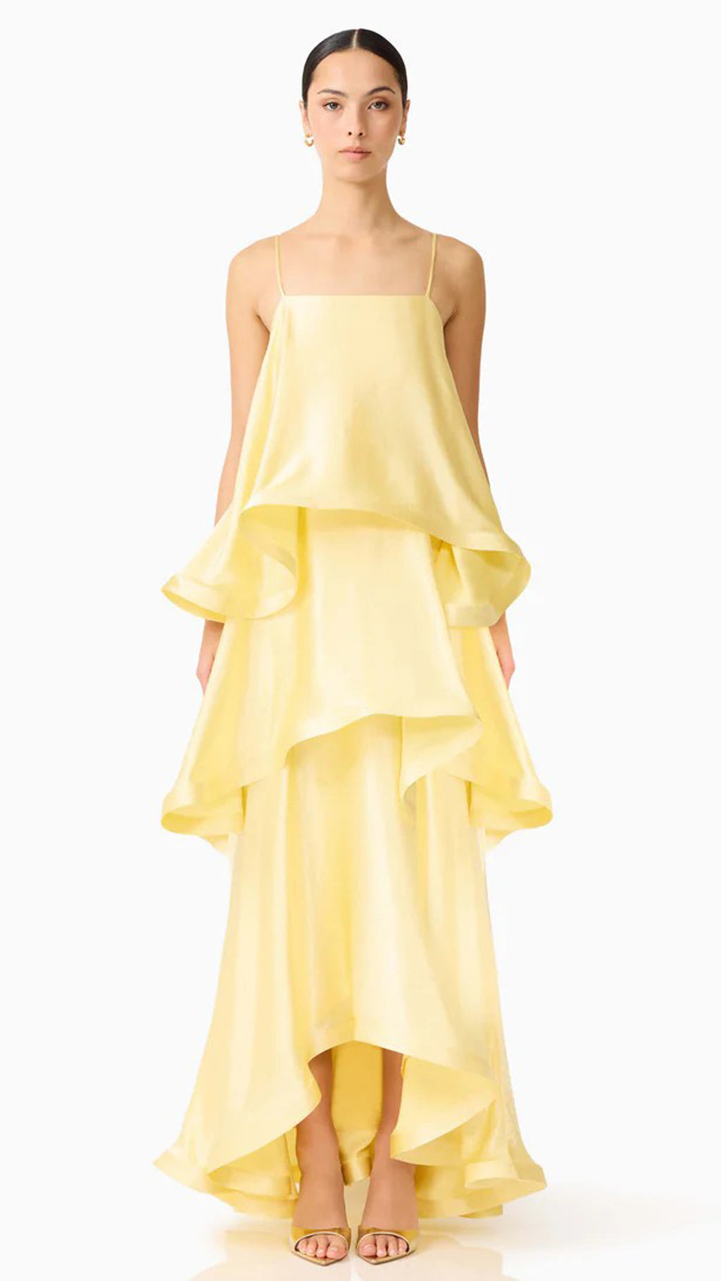Tilly Tiered Maxi Dress in Butter Yellow