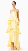 Tilly Tiered Maxi Dress in Butter Yellow SIDE