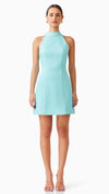 Gabi Halter Mini Dress in Blue Aqua FRONT