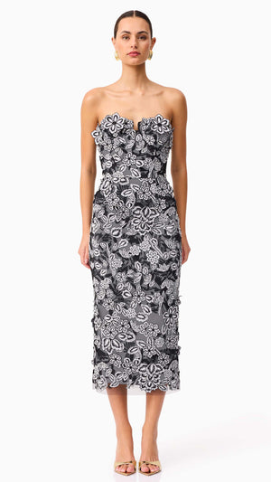 Roseate Strapless Midi Dress FRONT