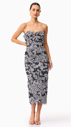 Roseate Strapless Midi Dress FRONT