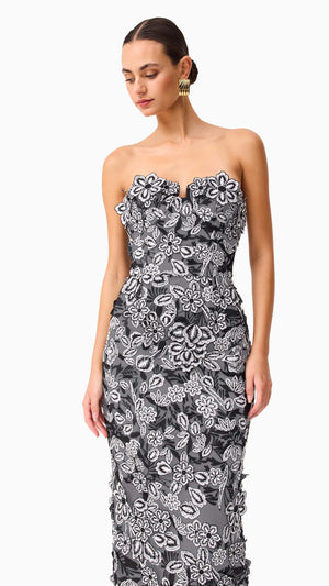 Roseate Strapless Midi Dress FRONT CU