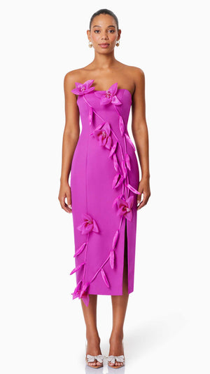 Bethany Strapless Floral Midi Dress FRONT