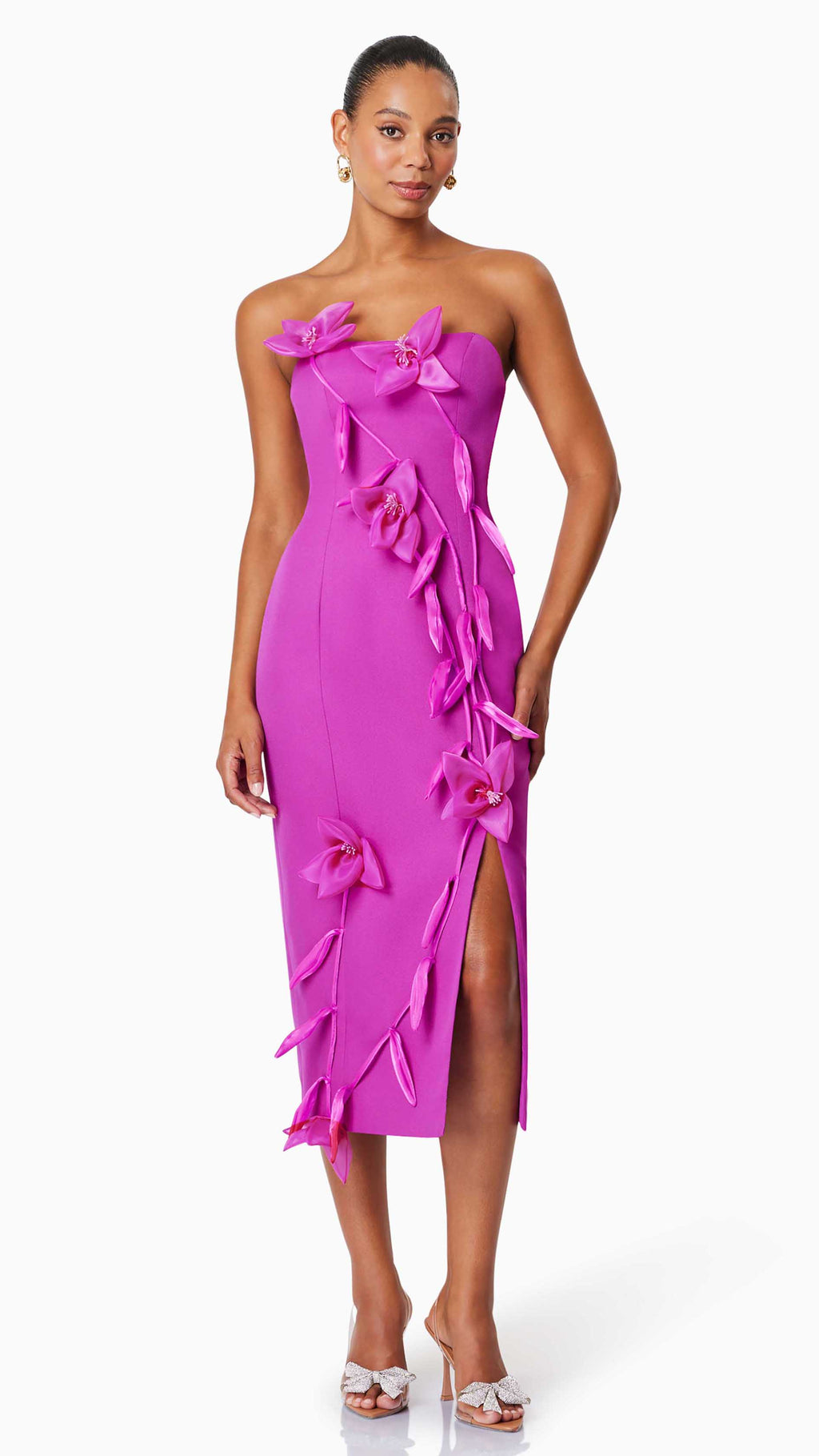 Bethany Strapless Floral Midi Dress
