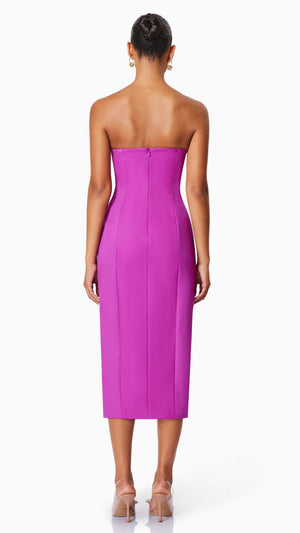 Bethany Strapless Floral Midi Dress BACK
