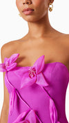 Bethany Strapless Floral Midi Dress FABRIC