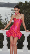 Eloise Strapless Mini Dress in Red Fuchsia CAMPAIGN CU