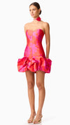 Eloise Strapless Mini Dress in Red Fuchsia SIDE