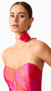 Eloise Strapless Mini Dress in Red Fuchsia NECKLINE CU