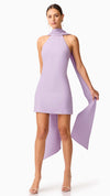 Mira Halter Mini Dress in Lilac with Scarf