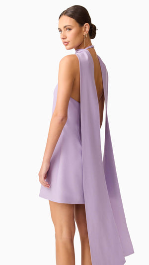 Mira Halter Mini Dress in Lilac BACK CU