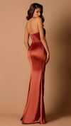 Nicoletta NBM1038 Gathered Halter Satin Gown in Bronze BACK