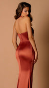 Nicoletta NBM1038 Gathered Halter Satin Gown in Bronze CU BACK