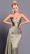 Nicoletta NBM2001 Strapless Satin Gown in Dusty Sage FRONT