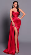 Nicoletta NBM2001 Strapless Satin Gown in Ruby