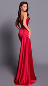 Nicoletta NBM2001 Strapless Satin Gown in Ruby BACK