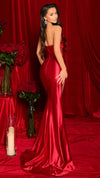 NC1015 Strapless Glossy Gown in Red BACK