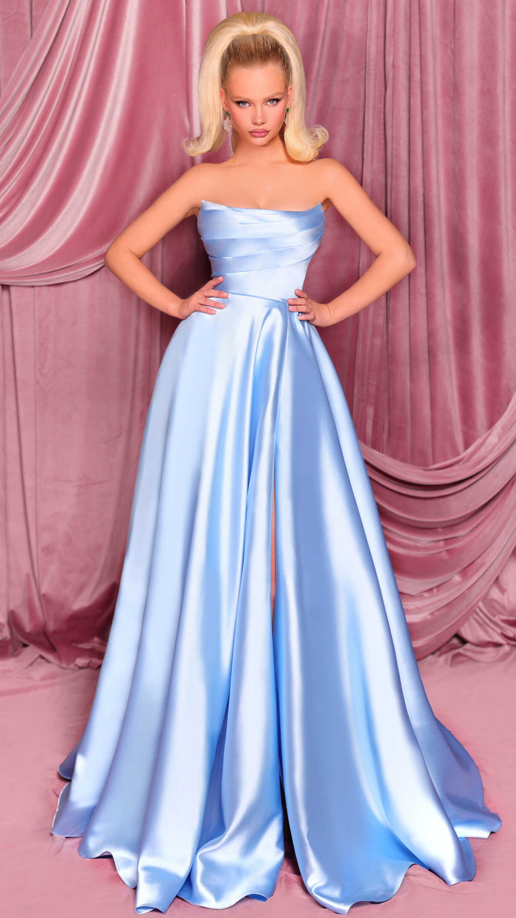 Nicoletta NC1076 Custom Scoop Ball Gown - Powder Blue