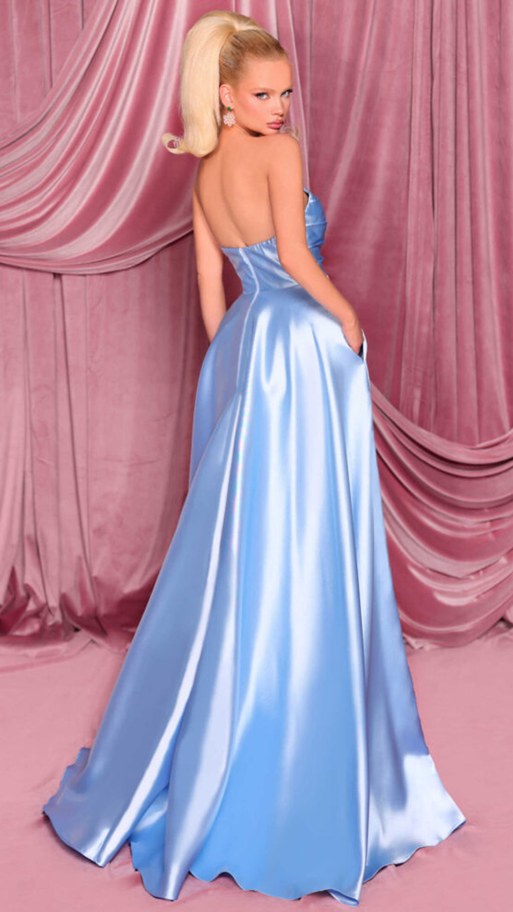 Nicoletta NC1076 Custom Scoop Ball Gown - Powder Blue